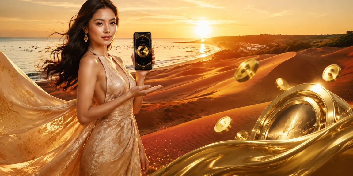 Người dùng tại Mũi Né nhận thưởng nạp tiền với trang phục áo dài truyền thống